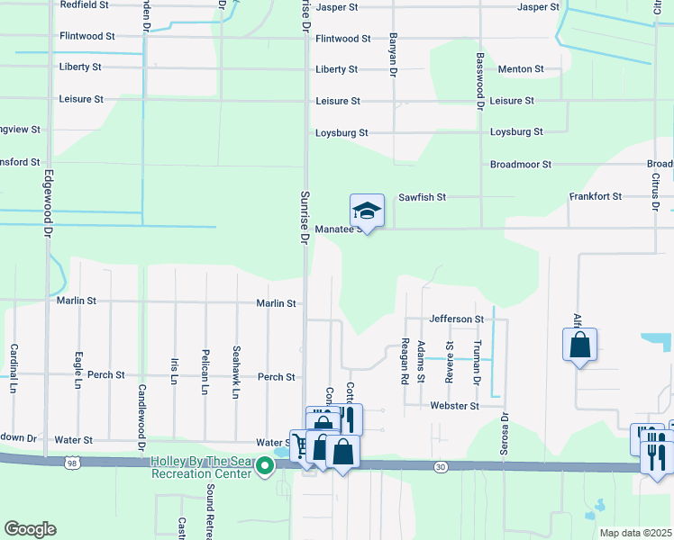 map of restaurants, bars, coffee shops, grocery stores, and more near 2048 Constitution Drive in Navarre