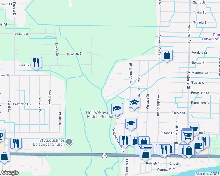map of restaurants, bars, coffee shops, grocery stores, and more near 2037 Catline Circle in Navarre