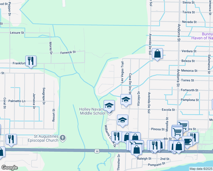 map of restaurants, bars, coffee shops, grocery stores, and more near 1945 Catline Circle in Navarre
