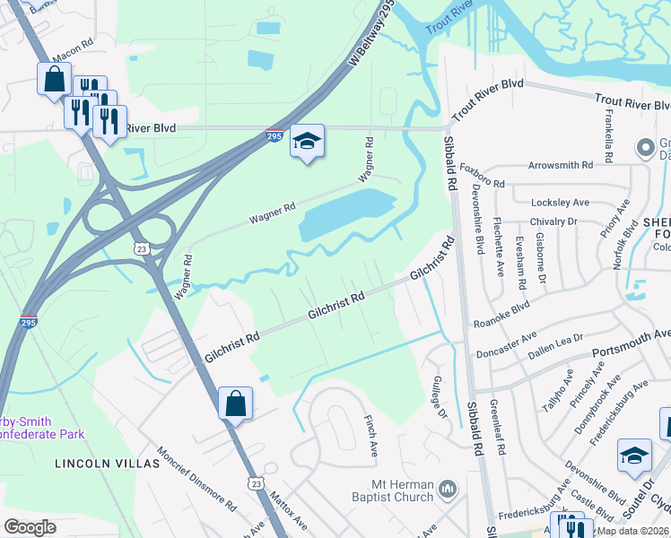 map of restaurants, bars, coffee shops, grocery stores, and more near 5757 Gilchrist Road in Jacksonville