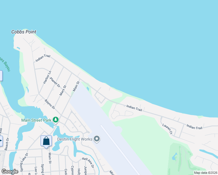 map of restaurants, bars, coffee shops, grocery stores, and more near 3871 Indian Trail in Destin