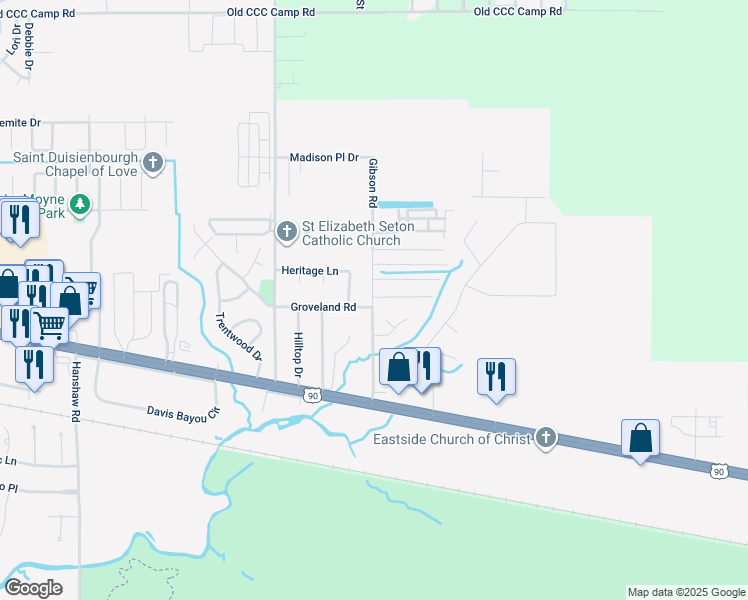 map of restaurants, bars, coffee shops, grocery stores, and more near 50 Highland Park 2 in Ocean Springs