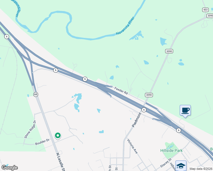 map of restaurants, bars, coffee shops, grocery stores, and more near 7319 Highway 6 in Navasota