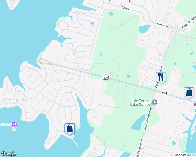 map of restaurants, bars, coffee shops, grocery stores, and more near 13463 Farm to Market Road 830 in Willis