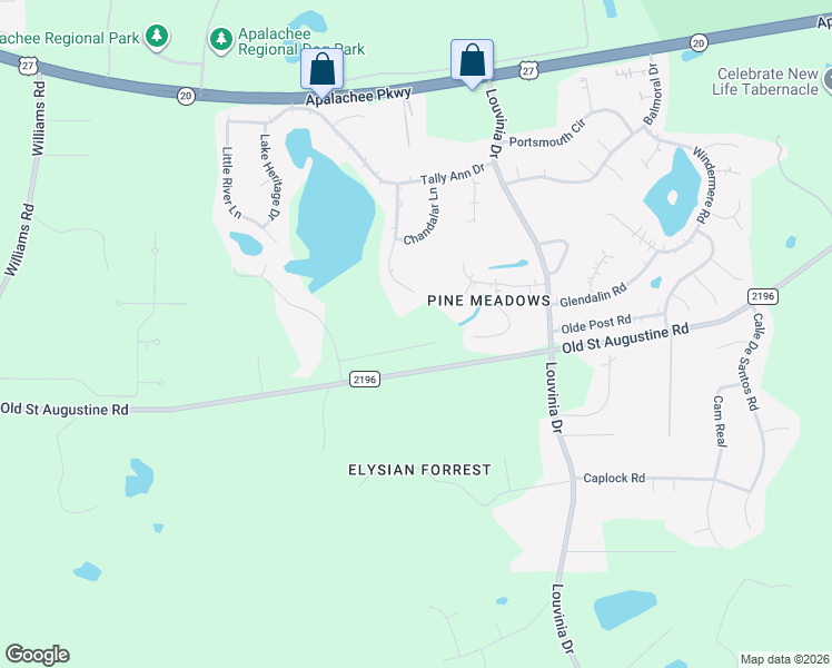 map of restaurants, bars, coffee shops, grocery stores, and more near 7424 Hickock Court in Tallahassee