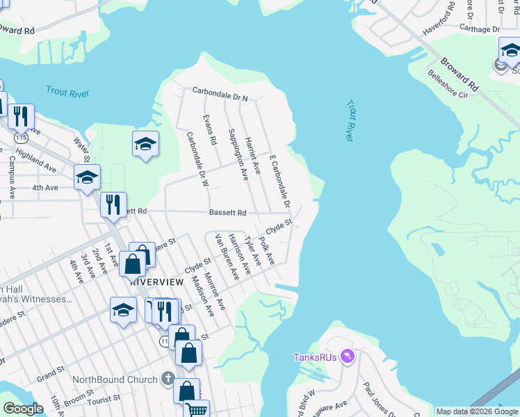 map of restaurants, bars, coffee shops, grocery stores, and more near 9425 Sappington Avenue in Jacksonville