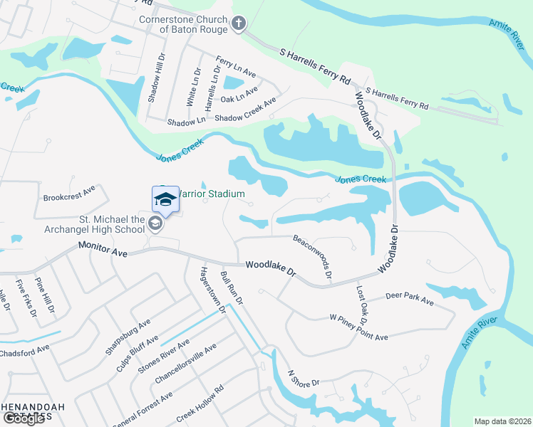 map of restaurants, bars, coffee shops, grocery stores, and more near 4634 Lake Point Avenue in Baton Rouge