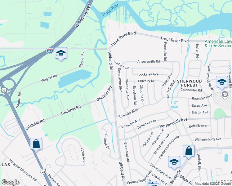 map of restaurants, bars, coffee shops, grocery stores, and more near 9545 Sibbald Access Road in Jacksonville