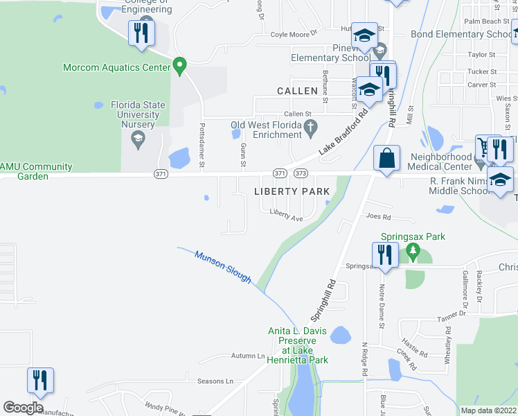 map of restaurants, bars, coffee shops, grocery stores, and more near 2728 Cypress Lake Street in Tallahassee