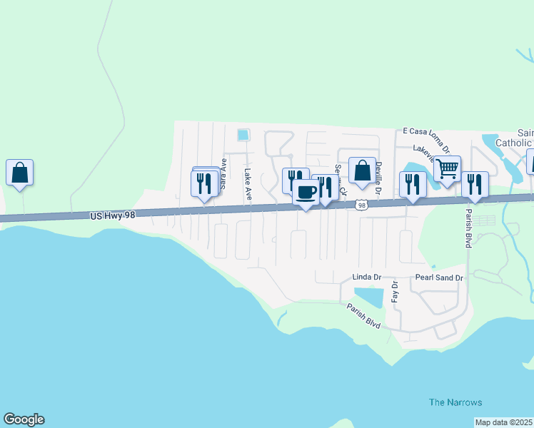 map of restaurants, bars, coffee shops, grocery stores, and more near 429 Bristol Cove Road in Mary Esther