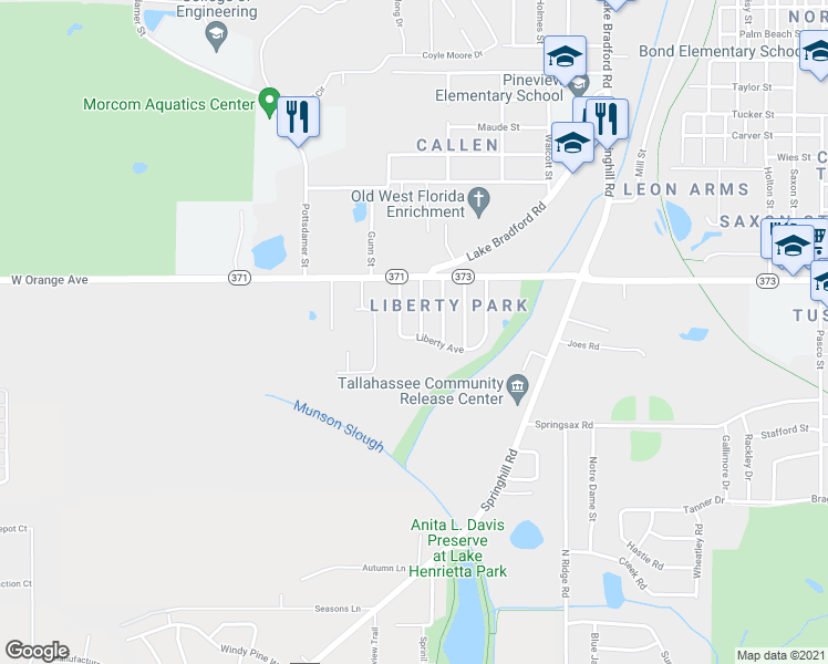 map of restaurants, bars, coffee shops, grocery stores, and more near 2728 Lake Mary Street in Tallahassee