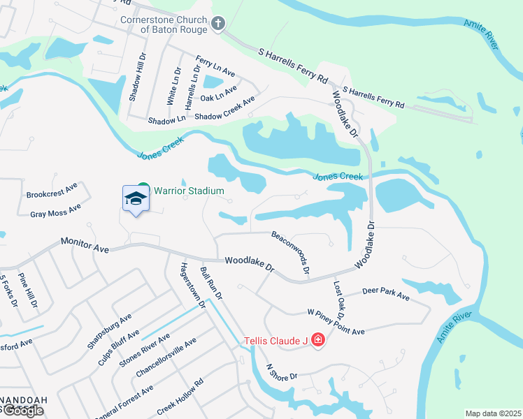 map of restaurants, bars, coffee shops, grocery stores, and more near 4625 Lake Point Avenue in Baton Rouge