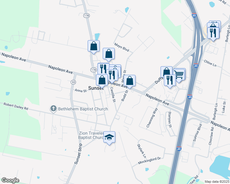 map of restaurants, bars, coffee shops, grocery stores, and more near 137 Barry Street in Sunset