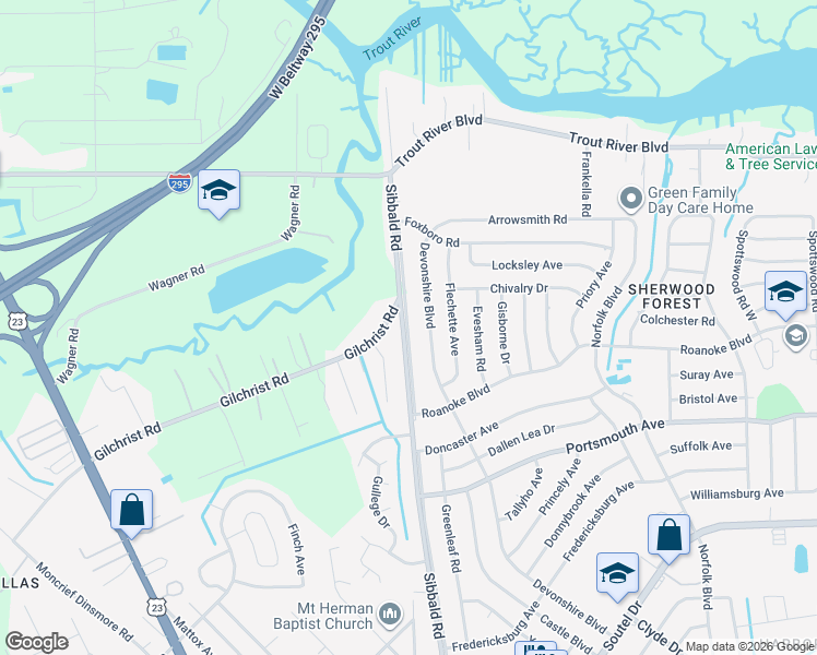 map of restaurants, bars, coffee shops, grocery stores, and more near 9545 Sibbald Access Road in Jacksonville