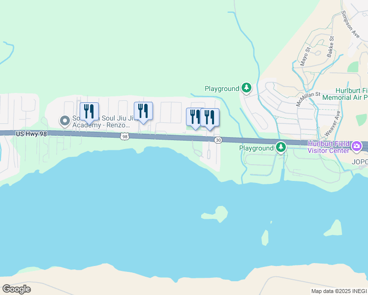 map of restaurants, bars, coffee shops, grocery stores, and more near 1409 U.S. 98 in Mary Esther