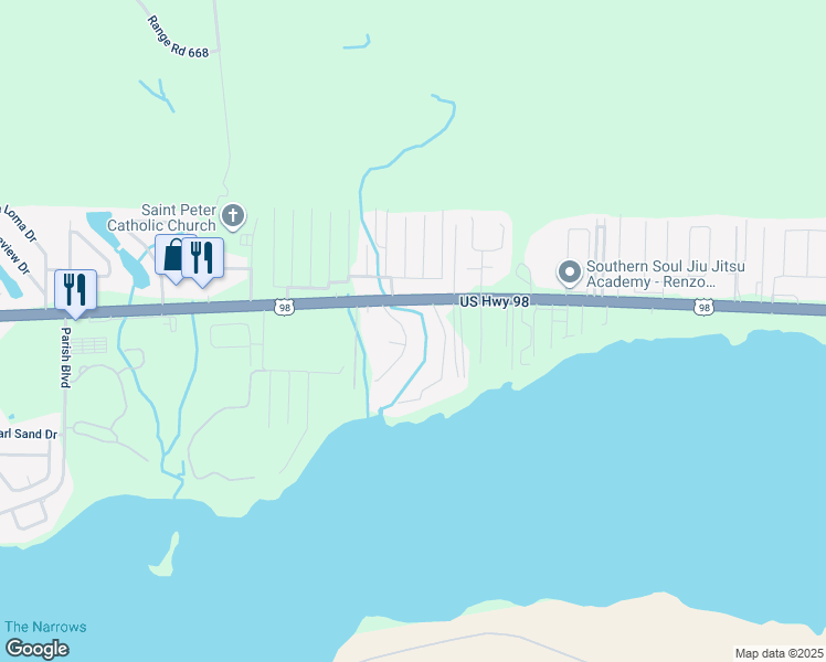 map of restaurants, bars, coffee shops, grocery stores, and more near 9 Neptune Dr in Mary Esther