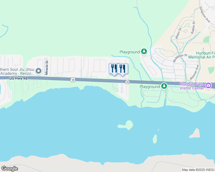 map of restaurants, bars, coffee shops, grocery stores, and more near 1409 U.S. 98 in Mary Esther
