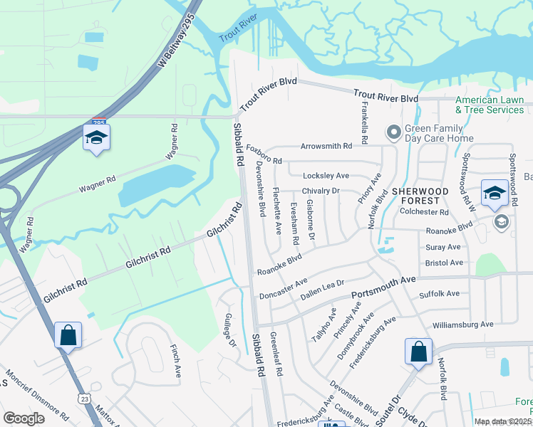 map of restaurants, bars, coffee shops, grocery stores, and more near 9543 Devonshire Boulevard in Jacksonville