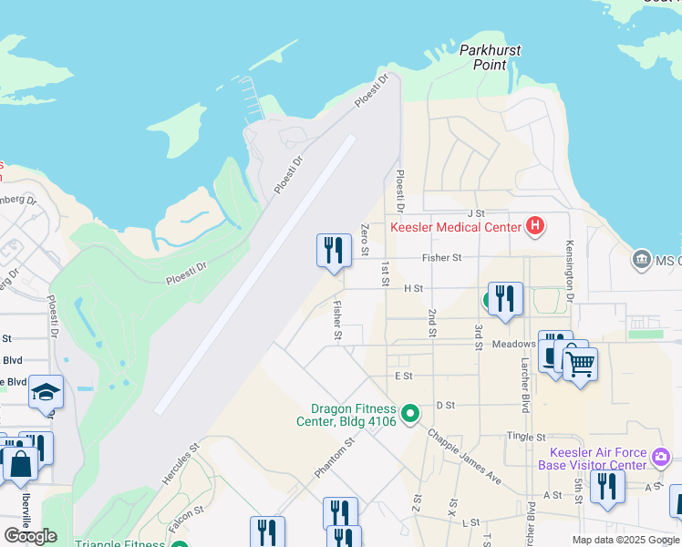 map of restaurants, bars, coffee shops, grocery stores, and more near in Biloxi