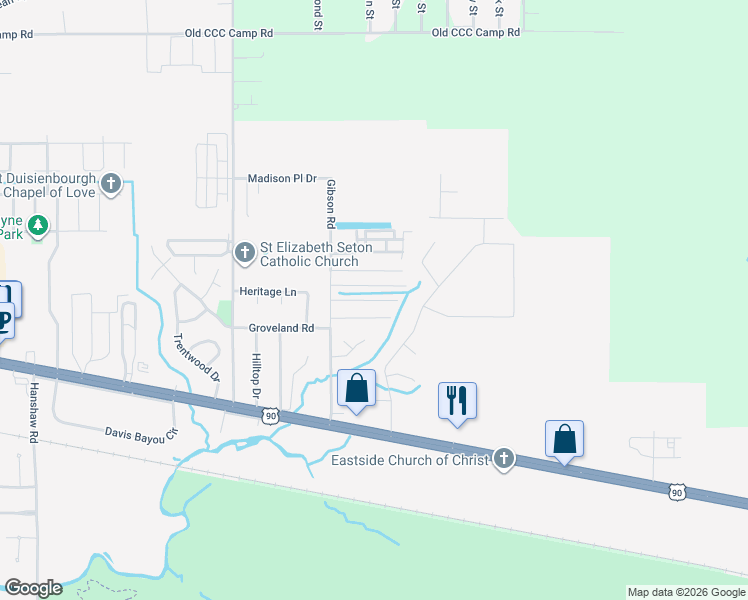 map of restaurants, bars, coffee shops, grocery stores, and more near Highland Park 2 in Ocean Springs