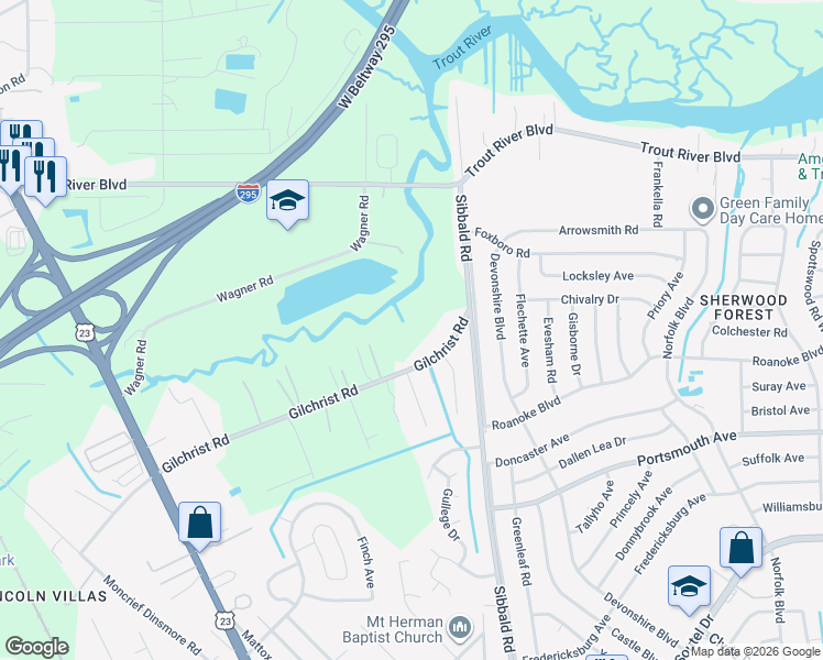 map of restaurants, bars, coffee shops, grocery stores, and more near 5627 Gilchrist Road in Jacksonville