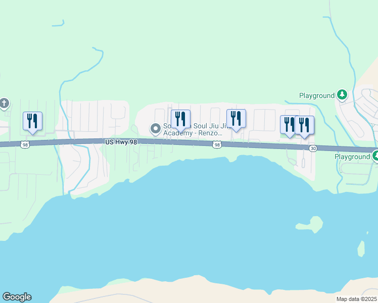 map of restaurants, bars, coffee shops, grocery stores, and more near 1633 U.S. 98 in Mary Esther