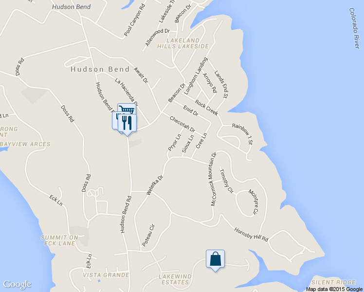 map of restaurants, bars, coffee shops, grocery stores, and more near 5107 Sioux Lane in Austin