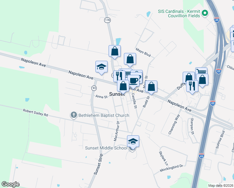 map of restaurants, bars, coffee shops, grocery stores, and more near in Sunset