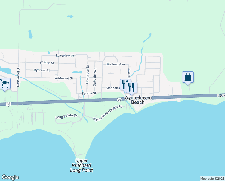 map of restaurants, bars, coffee shops, grocery stores, and more near 212 Stephen Avenue in Mary Esther