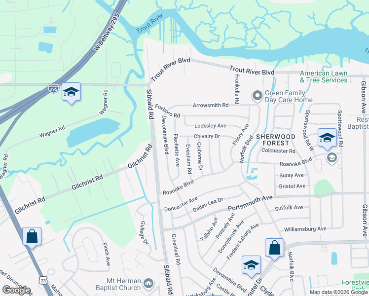 map of restaurants, bars, coffee shops, grocery stores, and more near 9542 Evesham Road in Jacksonville