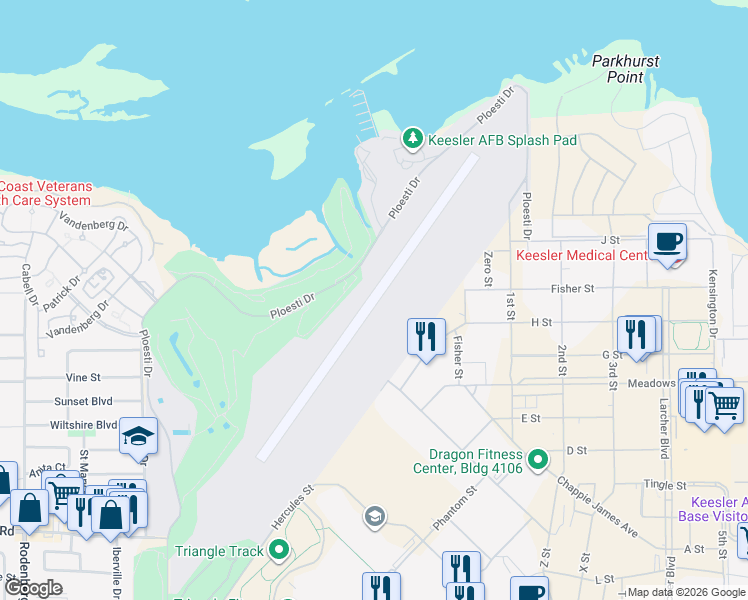 map of restaurants, bars, coffee shops, grocery stores, and more near in Biloxi