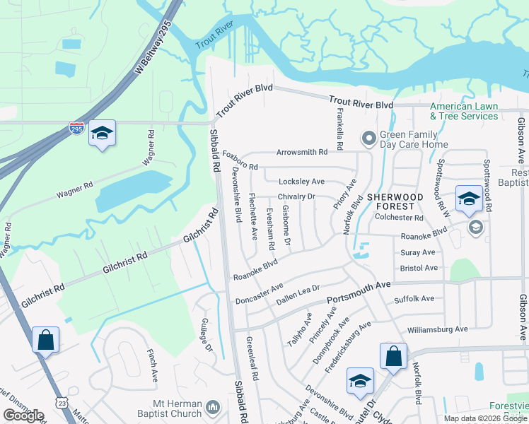 map of restaurants, bars, coffee shops, grocery stores, and more near 9542 Evesham Road in Jacksonville