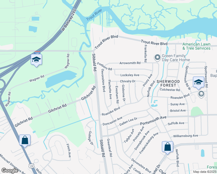 map of restaurants, bars, coffee shops, grocery stores, and more near 9543 Devonshire Boulevard in Jacksonville