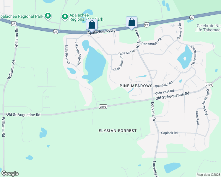 map of restaurants, bars, coffee shops, grocery stores, and more near 7412 Hickock Court in Tallahassee
