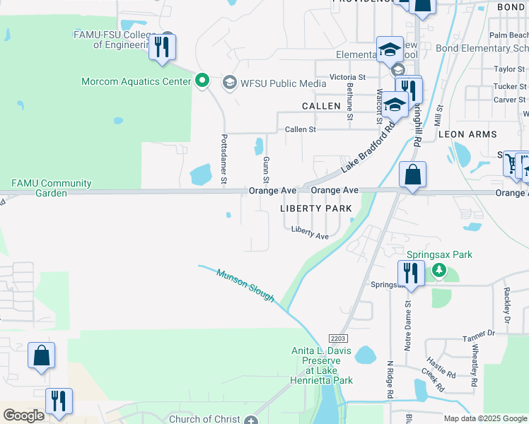 map of restaurants, bars, coffee shops, grocery stores, and more near 2736 Kennedy Drive in Tallahassee