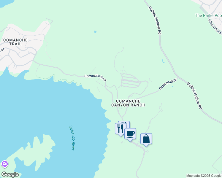 map of restaurants, bars, coffee shops, grocery stores, and more near 6809 Oasis Pass in Austin