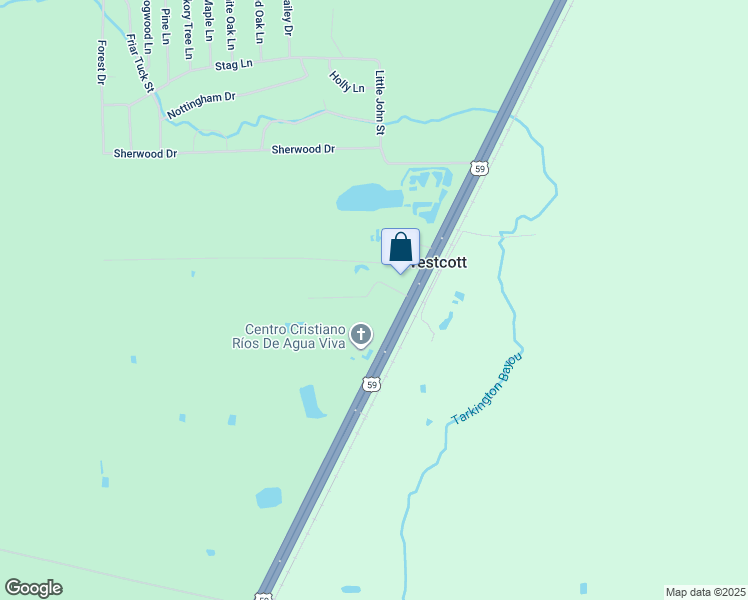 map of restaurants, bars, coffee shops, grocery stores, and more near 12660 U.S. 59 in Shepherd