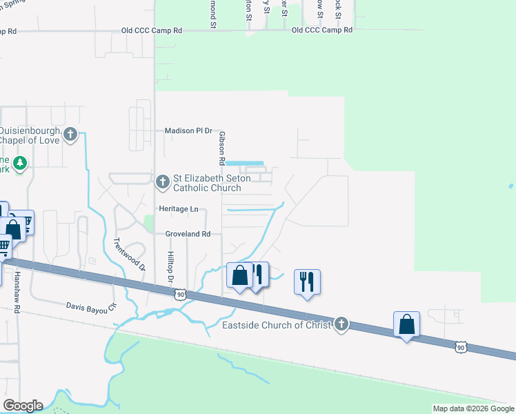 map of restaurants, bars, coffee shops, grocery stores, and more near Highland Park 2 in Ocean Springs