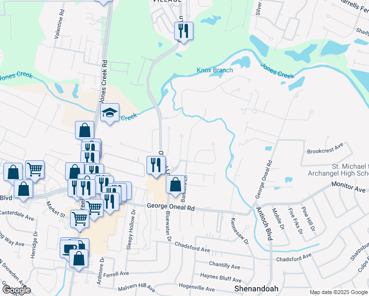 map of restaurants, bars, coffee shops, grocery stores, and more near 4461 Bankers Lane in Baton Rouge