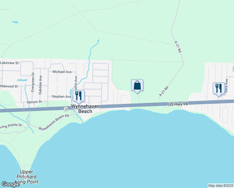 map of restaurants, bars, coffee shops, grocery stores, and more near 446 Bay Oaks Drive in Mary Esther