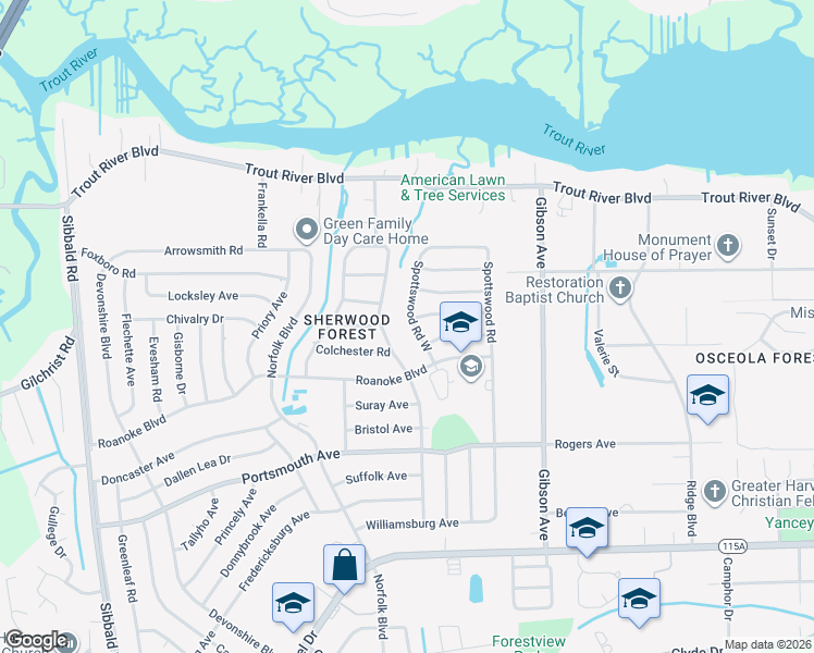 map of restaurants, bars, coffee shops, grocery stores, and more near 9617 Spottswood Road North in Jacksonville
