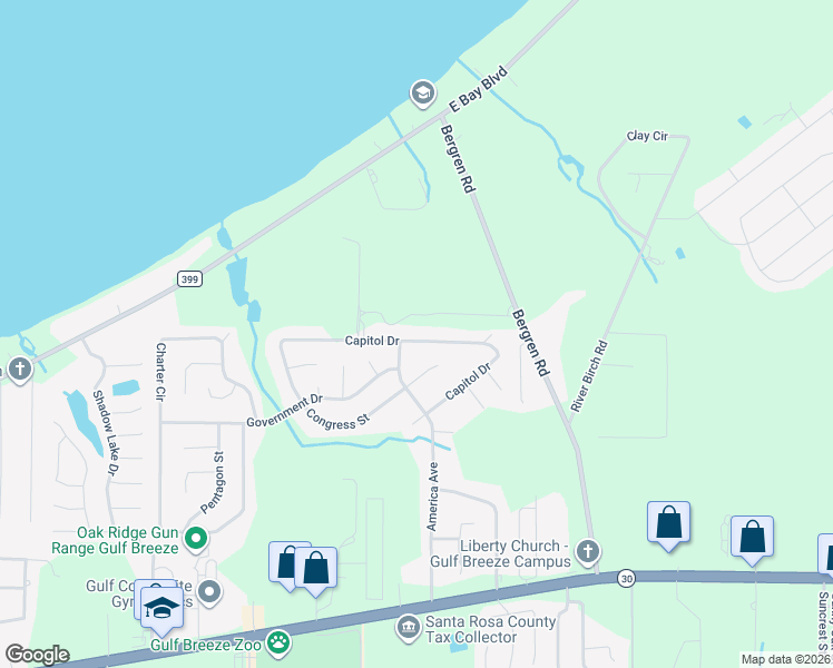 map of restaurants, bars, coffee shops, grocery stores, and more near 5912 Capitol Drive in Gulf Breeze