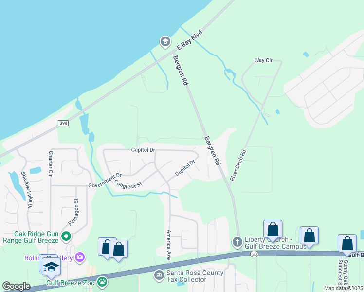 map of restaurants, bars, coffee shops, grocery stores, and more near 5960 Capitol Drive in Gulf Breeze