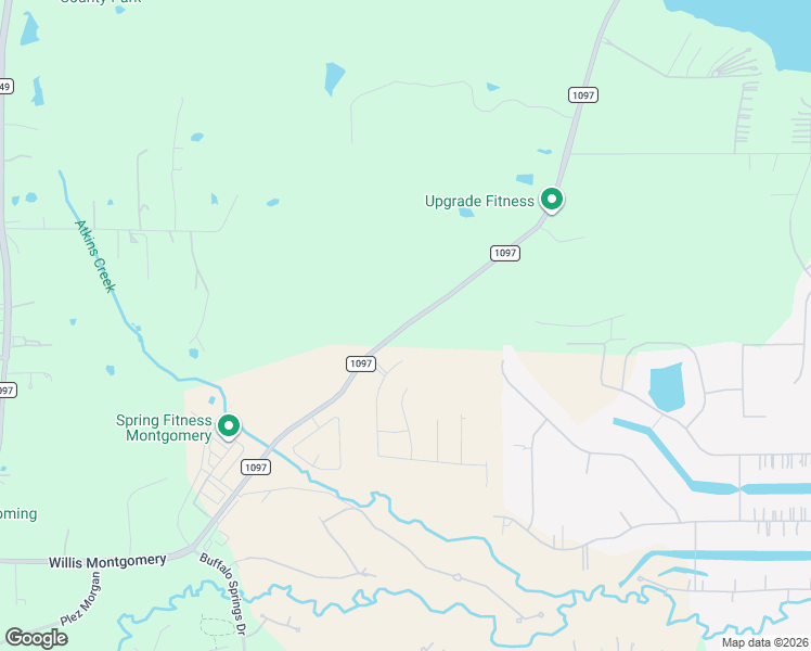 map of restaurants, bars, coffee shops, grocery stores, and more near 21104 Farm to Market 1097 in Montgomery