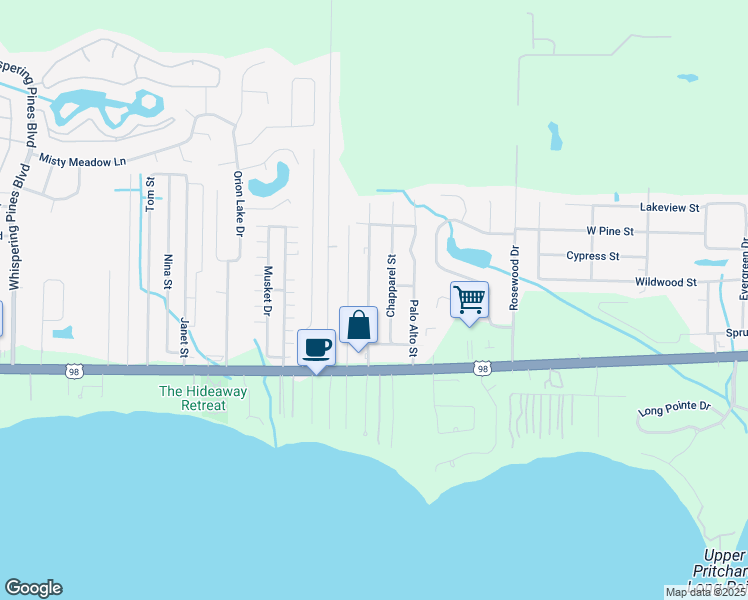 map of restaurants, bars, coffee shops, grocery stores, and more near 2164 Paloma Street in Navarre