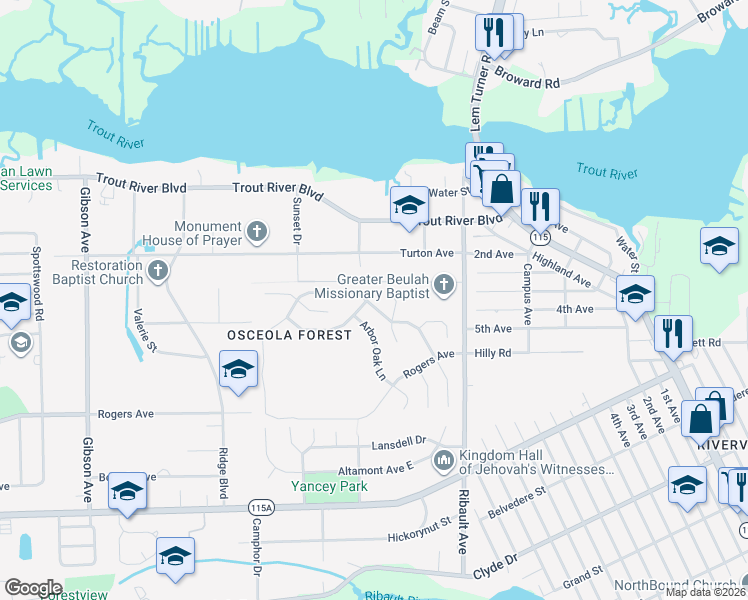 map of restaurants, bars, coffee shops, grocery stores, and more near 9541 Fraser Fir Court in Jacksonville