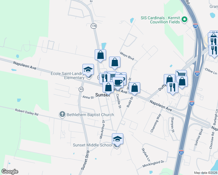 map of restaurants, bars, coffee shops, grocery stores, and more near 111 Yam Street in Sunset