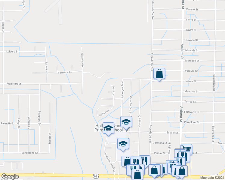 map of restaurants, bars, coffee shops, grocery stores, and more near 7986 Herzog Court in Navarre