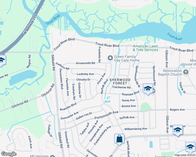 map of restaurants, bars, coffee shops, grocery stores, and more near 9628 Priory Avenue in Jacksonville