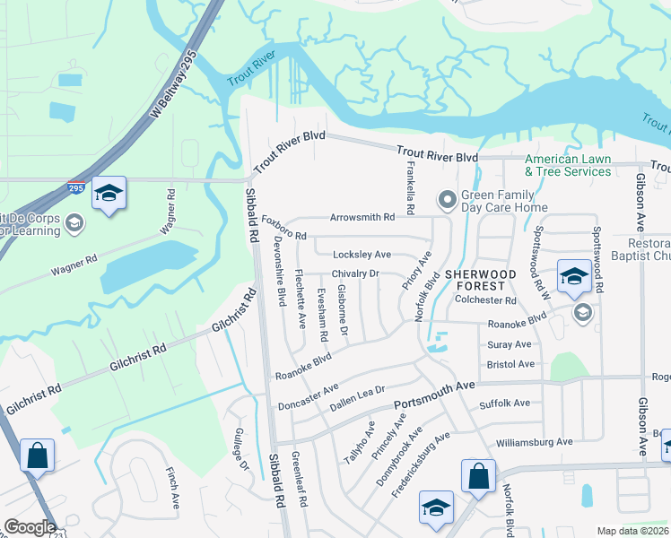 map of restaurants, bars, coffee shops, grocery stores, and more near 5115 Chivalry Drive in Jacksonville